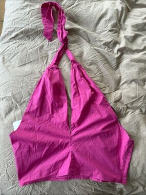STAUD Hot Pink Tie-Strap Crop Top